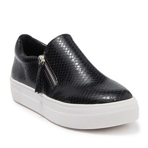 Steve Madden Black Snake Glaammar Zip Sneaker
